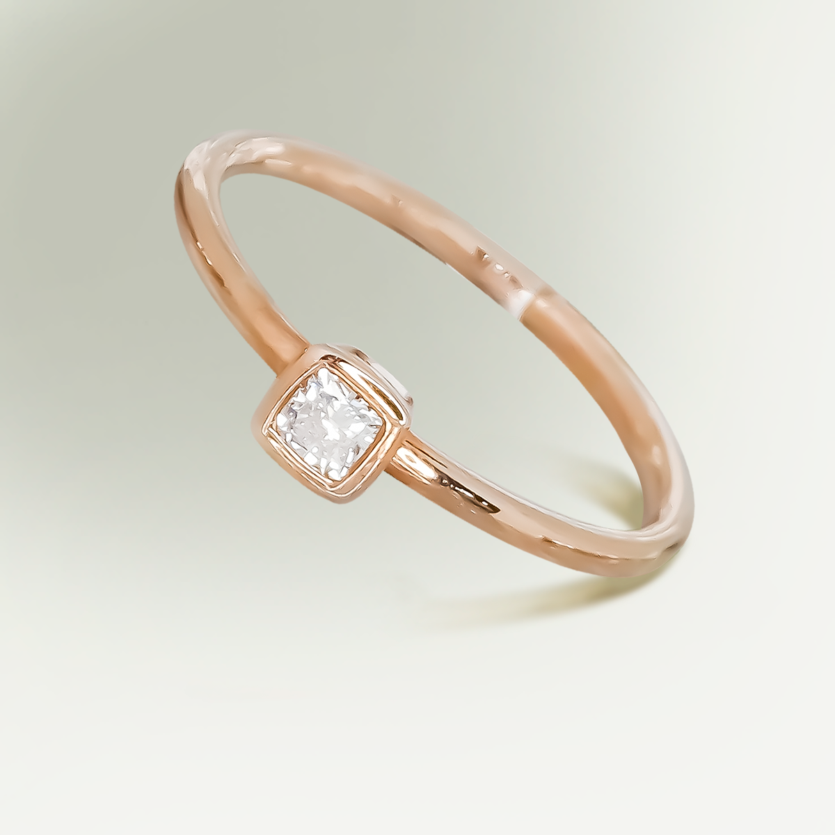 0.14ct Lab-Grown Diamond Cushion Solitaire Engagement Stack Ring in 9ct Rose Gold