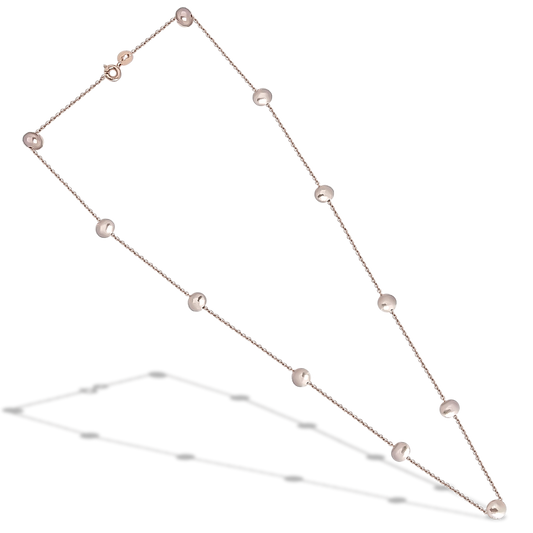 45cm Natural Freshwater Light Pearls Necklace on in 9ct Rose Gold