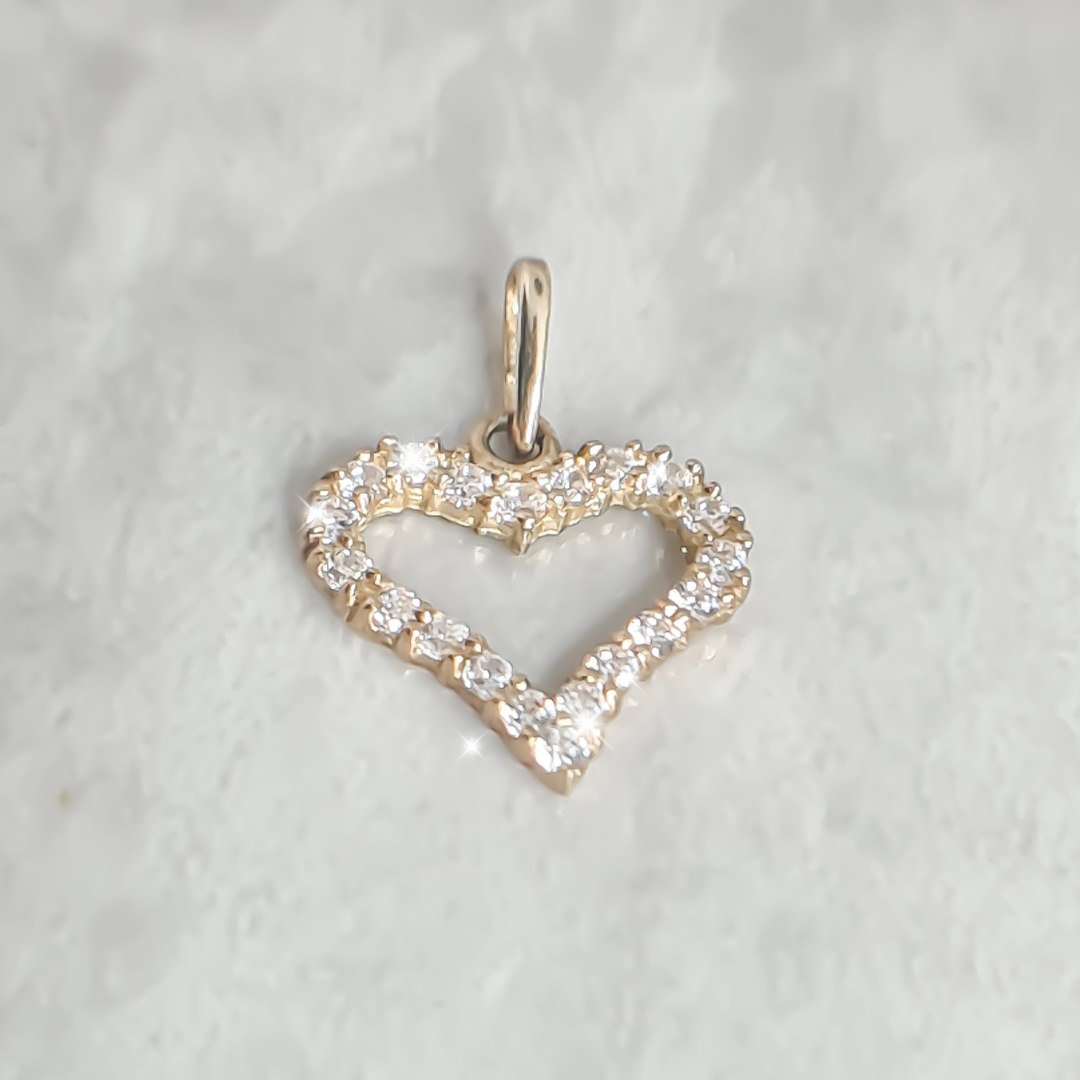 Heart Halo with Cubics Pendant in 9ct Yellow Gold