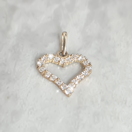Heart Halo with Cubics Pendant in 9ct Yellow Gold