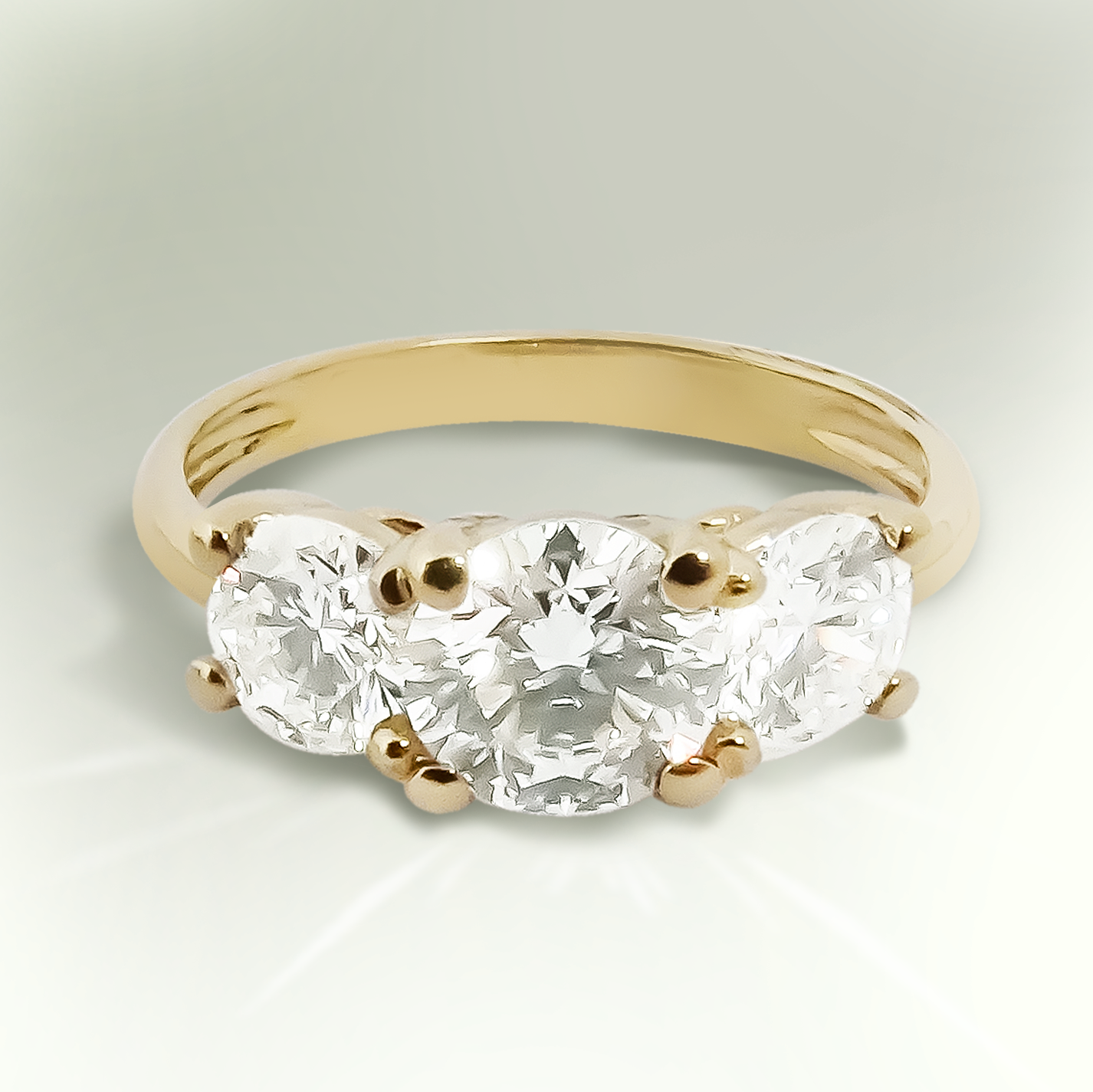 D-E Color, VS1 Clarity Lab-Grown Brilliant Cut Diamonds set in a Trillogy or Wedding Band Ring set in gleaming 9ct Yellow Gold. This classic design features a sparkling diamonds, perfect for celebrating your love story. Customize with a wedding band and resizing available. Shop now!