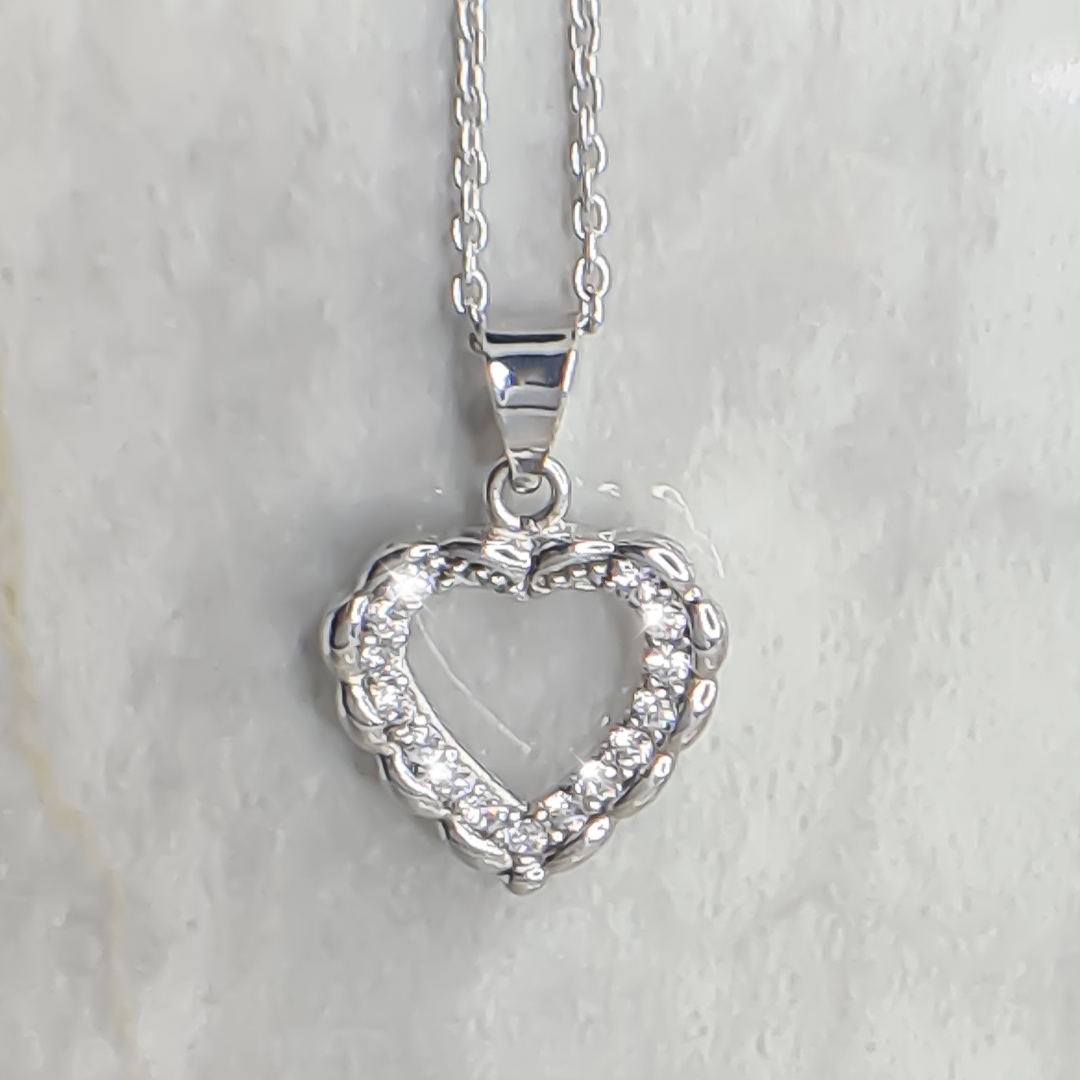 Folded Heart designed with Cubics Pendant in 9ct White Gold – Sunsonite ...