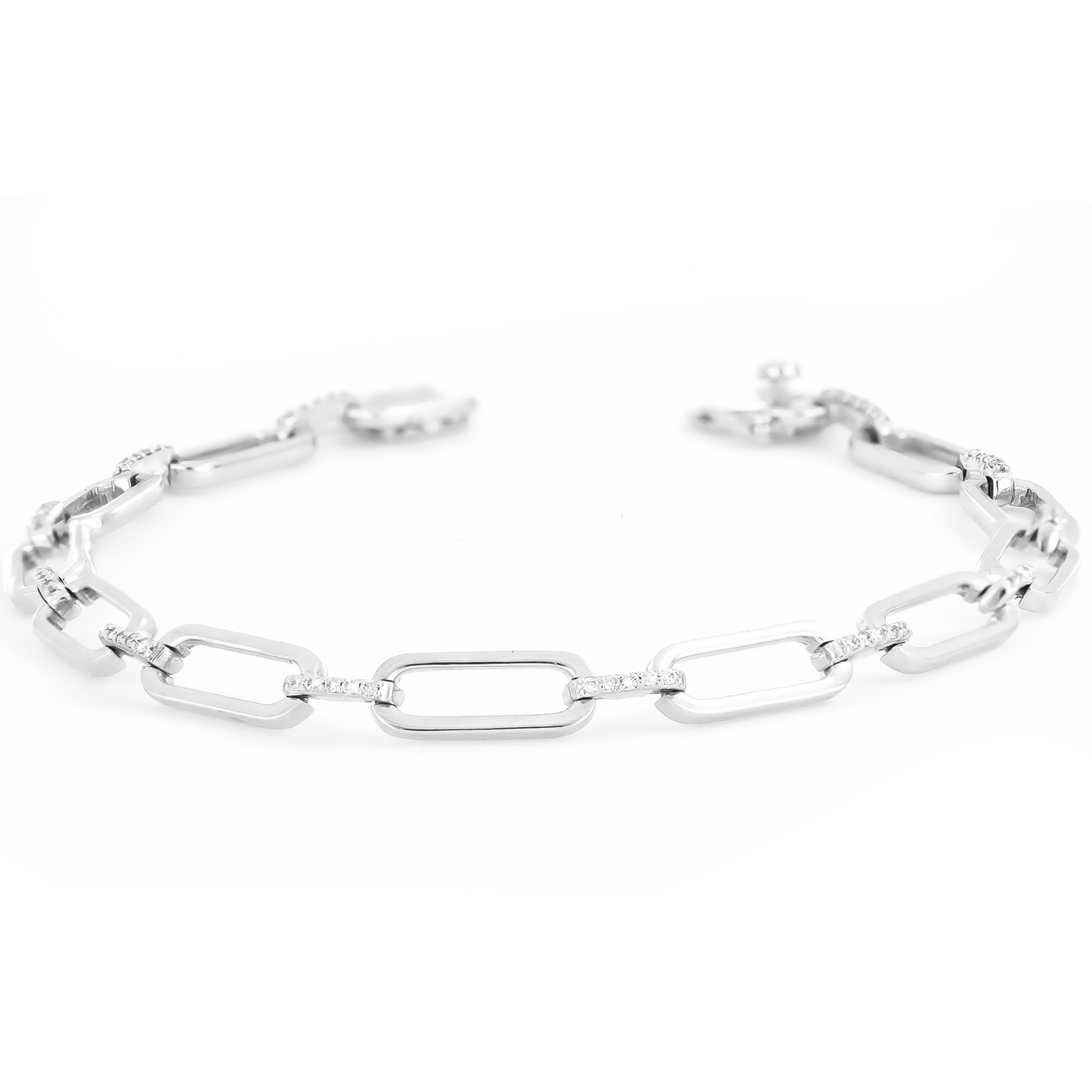 0.25ct Paperclip Bracelet with Diamonds in 9ct White Gold
