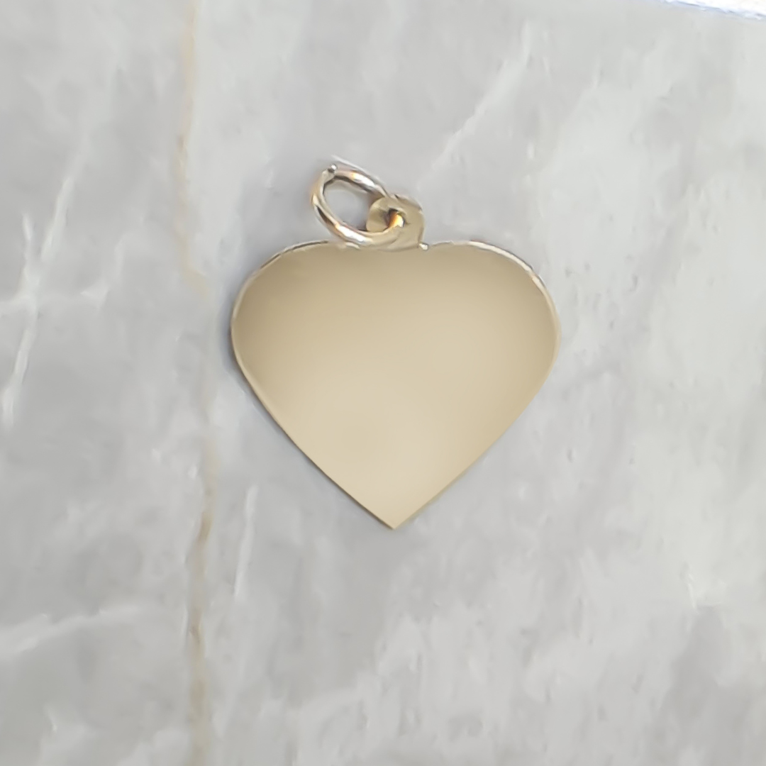 Engravable Heart Disk Pendant in 9ct White Gold