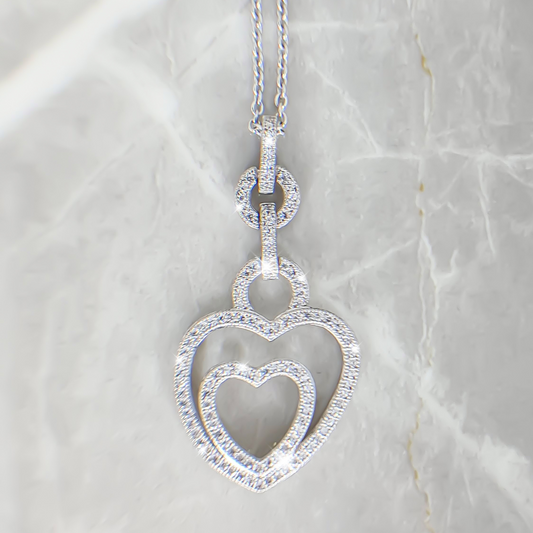 Inner Heart Lock Drop Necklace in Sterling Silver