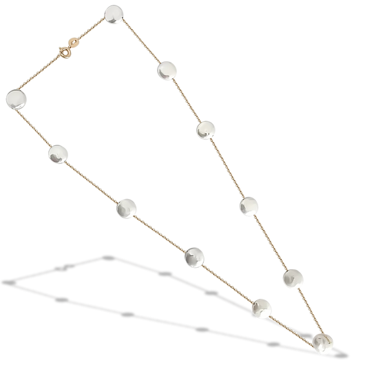 50cm Polished Natural Freshwater Light Pearl Necklace 9ct Yellow Gold