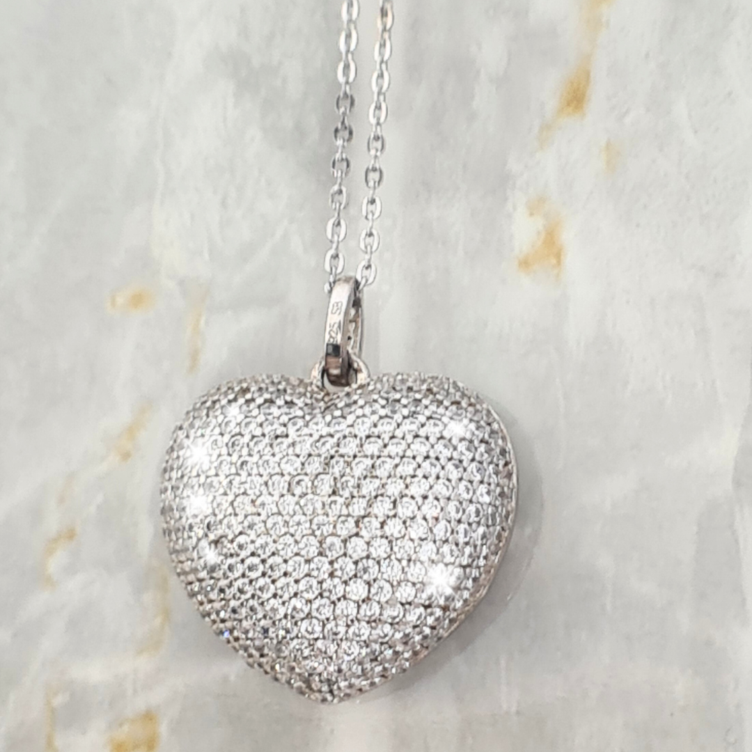 Gem Covered Heart drop Necklace in Sterling Silver