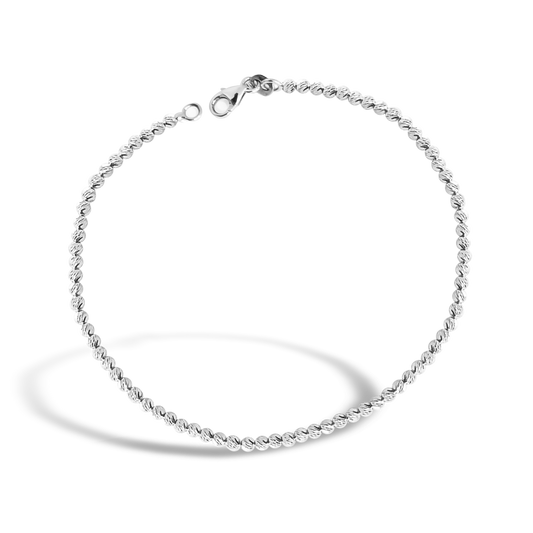 Faceted Ball Bangle Bracelet in 9ct White Gold