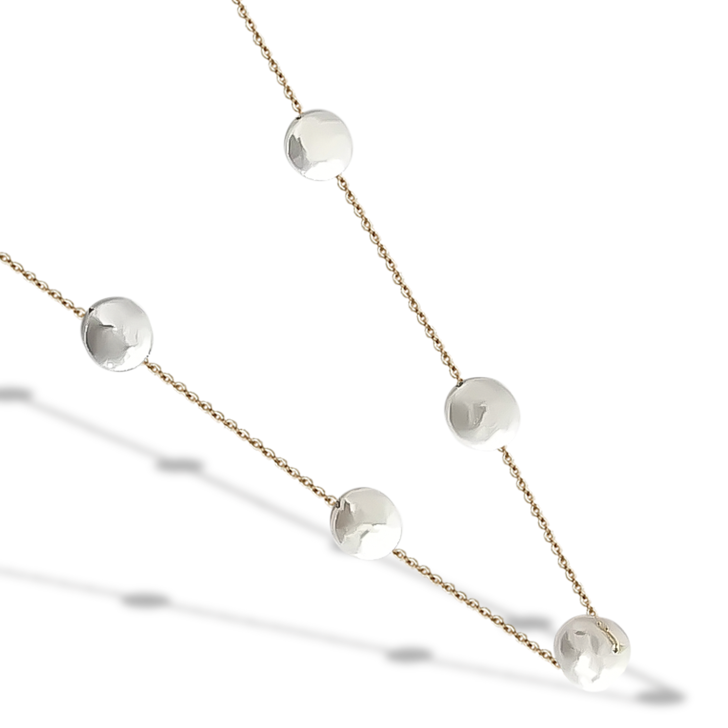 50cm Polished Natural Freshwater Light Pearl Necklace 9ct Yellow Gold