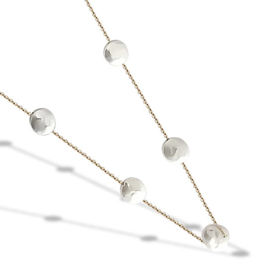 50cm Polished Natural Freshwater Light Pearl Necklace 9ct Yellow Gold