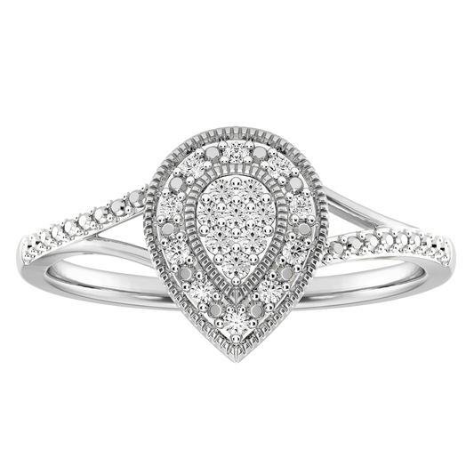 0.07ct Diamond Pear Shape Engagement Ring in 9ct White Gold