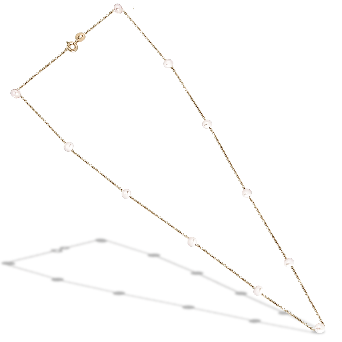 45cm Natural Freshwater Light Pearl Necklace in 9ct Yellow Gold