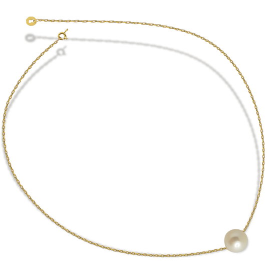 50cm Pearl Paperclip Link Chain in 9ct Yellow Gold