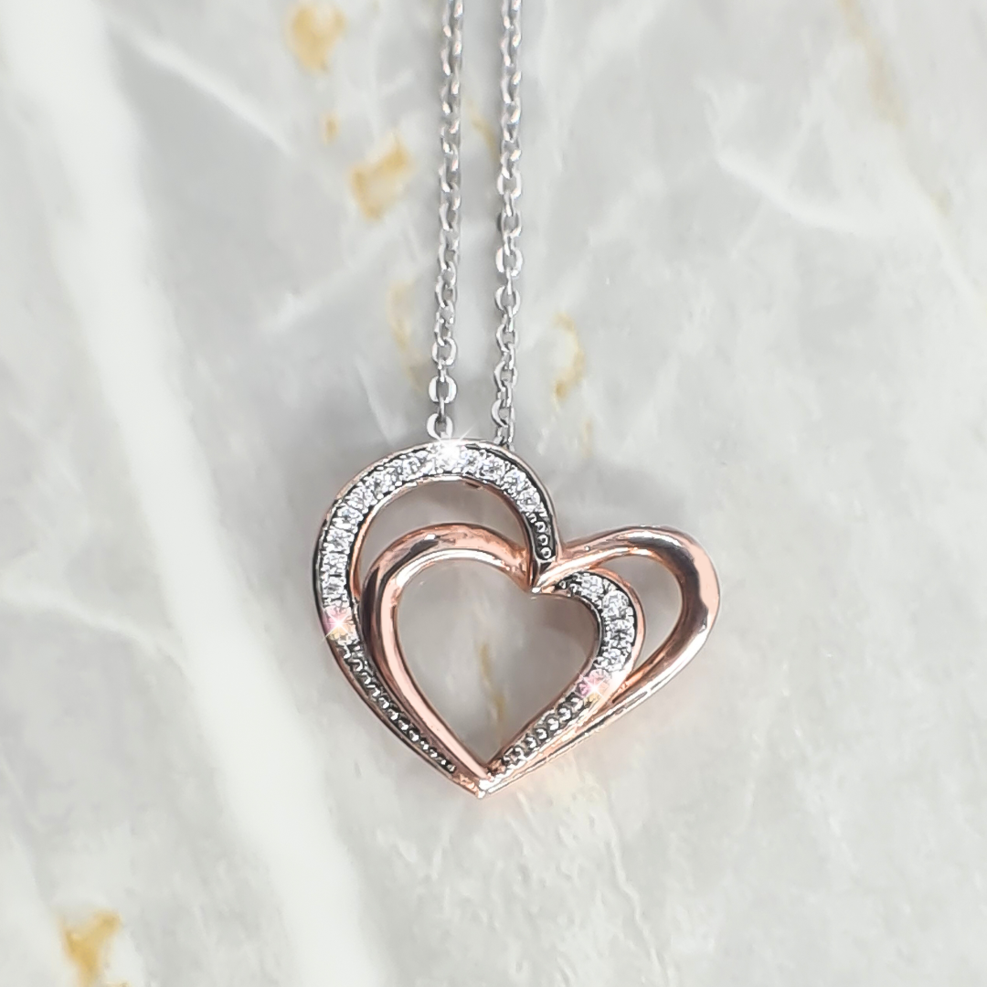 Infinite interlooping Heart Necklace in Sterling Silver