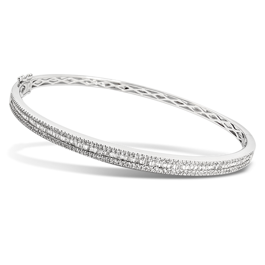 0.46ct Baguette Diamond bangle in 9ct White Gold