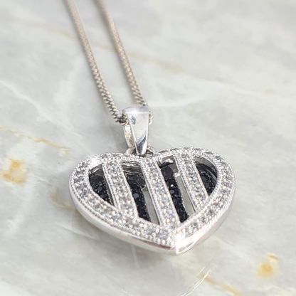 Interlocked Heart Cage Necklace in Sterling Silver