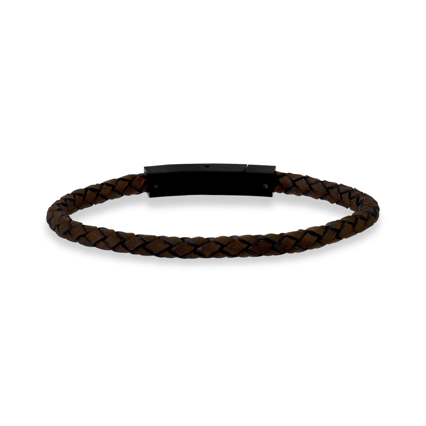 ARZ Steel Brown Cross Weave with Black Bracelet