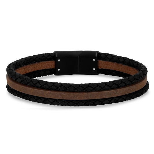 ARZ Steel Black Cross Weave with Brown Bracelet