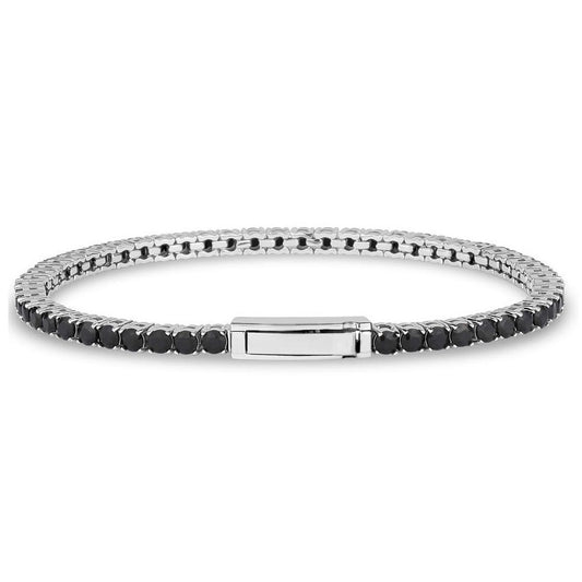 ARZ Steel Black on Silver Tennis Bracelet Bracelet