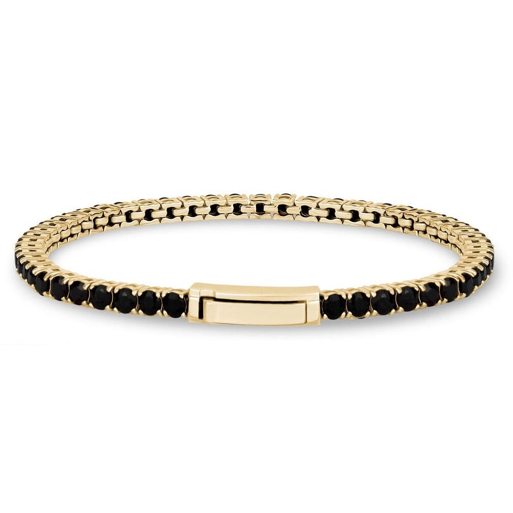 ARZ Steel Black on Gold Tennis Bracelet Bracelet