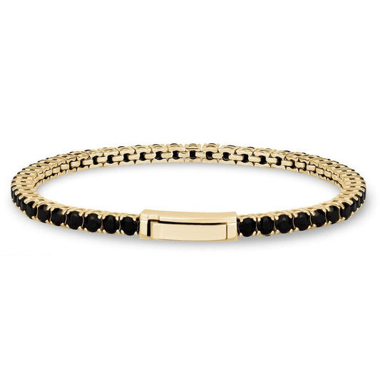 ARZ Steel Black on Gold Tennis Bracelet Bracelet