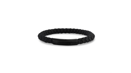 ARZ Steel Black and Brown Woven Round Bracelet
