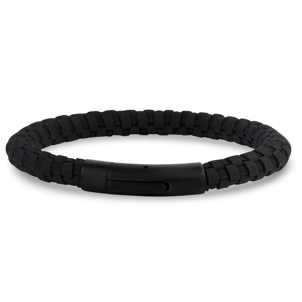 ARZ Steel Black and Black Woven Round Bracelet