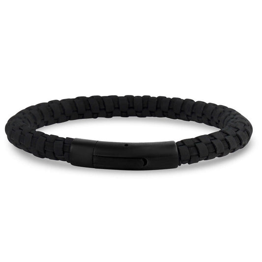 ARZ Steel Black and Black Woven Round Bracelet