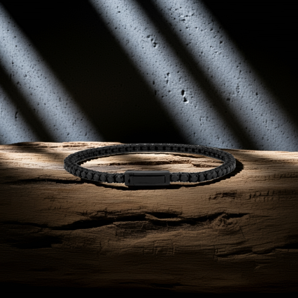 ARZ Steel Brilliance Forged in Steel Tennis Bracelet with Synthetic Stones