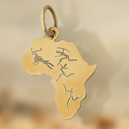 Tribal Cutout Map of Africa Pendant in 9ct Yellow Gold