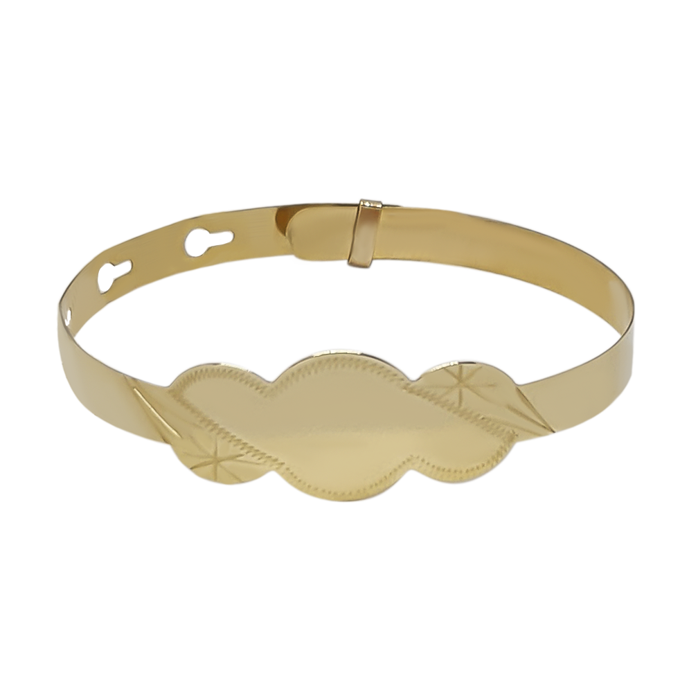 Star Shield Shape Panel Bangle Bracelet in 9ct Gold