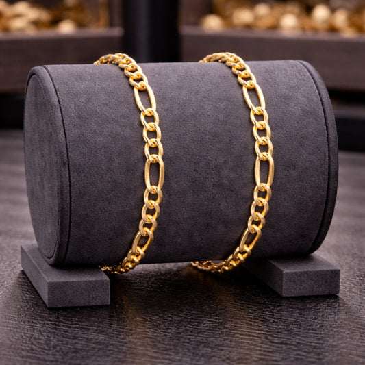 21cm Gentlemen's 9ct Yellow Gold Figaro Bracelet - BA1013