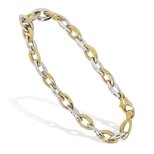 20cm Marquise Diamond Link Bracelet in 9ct Duo Gold