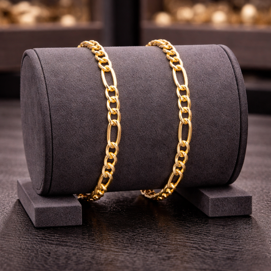 21cm Gentlemen's 9ct Yellow Gold Figaro Bracelet - BA820