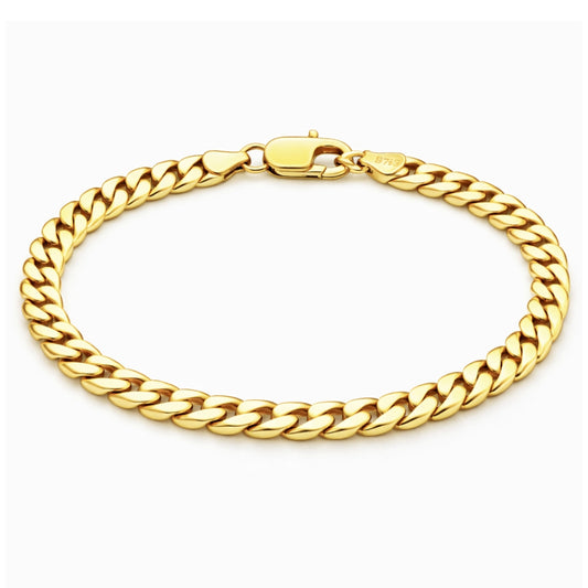 22cm Gentlemen's 9ct Yellow Gold Flat Curb Bracelet - BA967