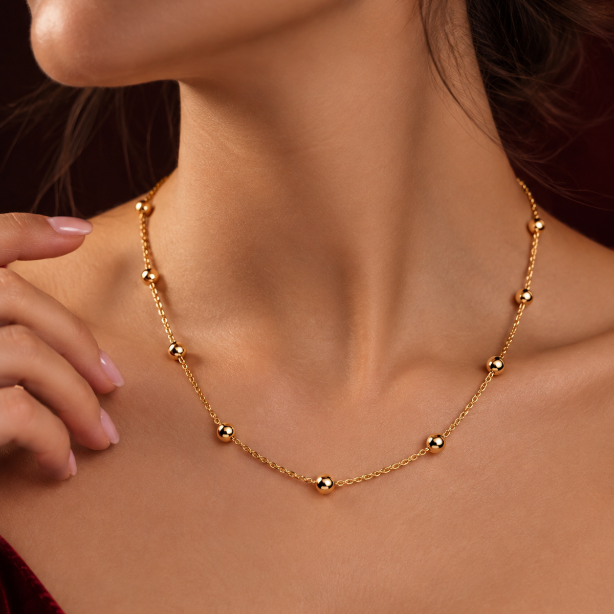 9ct Yellow Gold 45cm Ball Anchor Chain