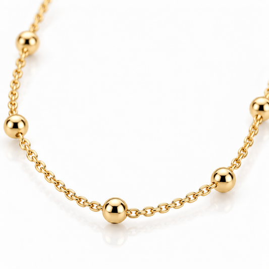 9ct Yellow Gold 45cm Ball Anchor Chain