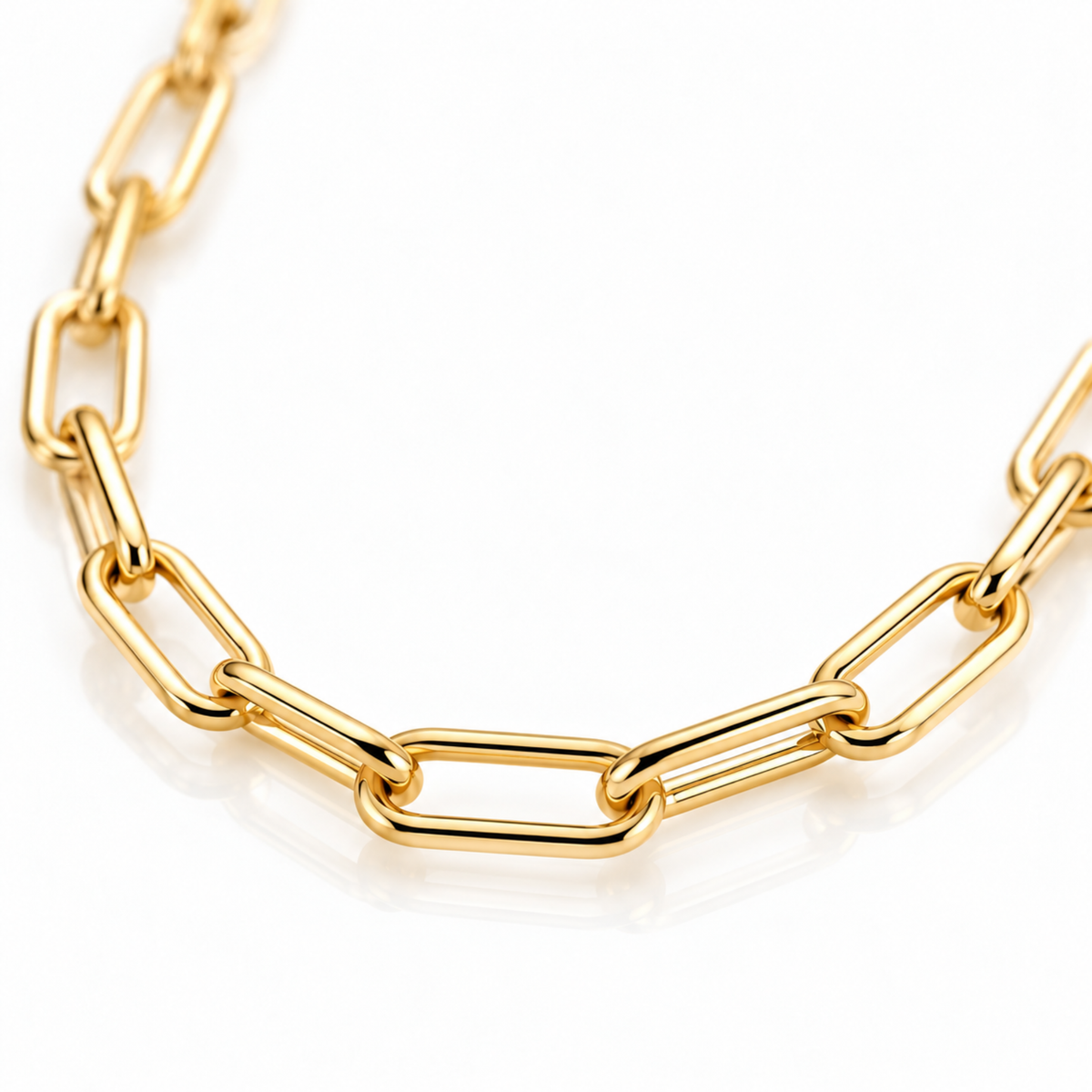 9ct Yellow Gold 45cm Large Paperclip Link Chain