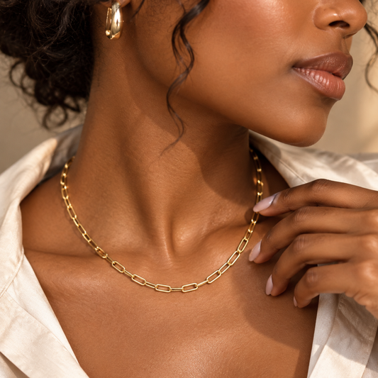 9ct Yellow Gold 45cm Large Paperclip Link Chain