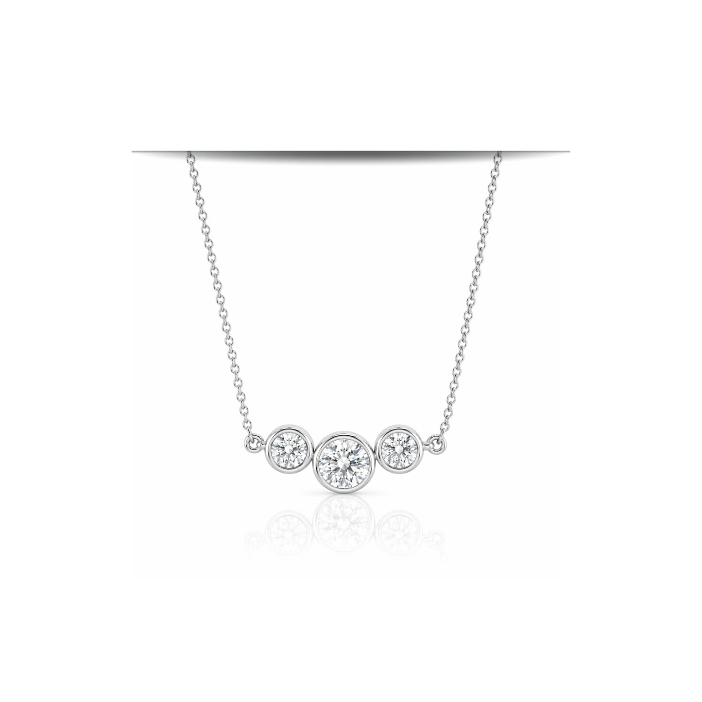 0.53ct Lab-Grown Diamond Trilogy Necklace in 9ct White Gold – Round Brilliant Cut