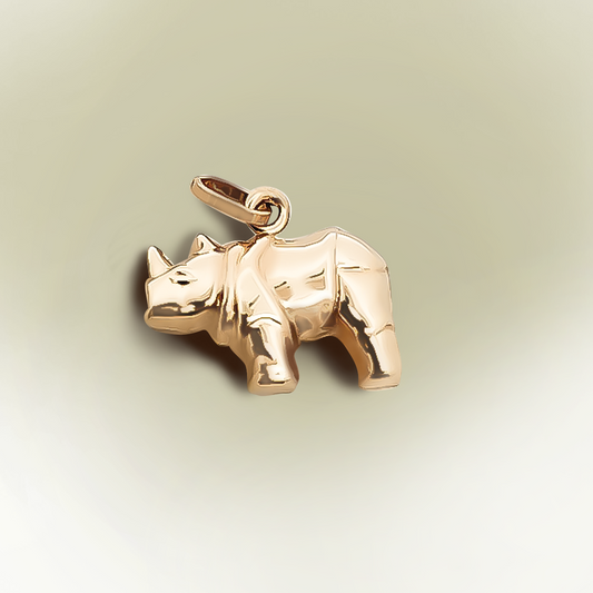 12mm African Rhino Bracelet Charm 9ct Yellow Gold