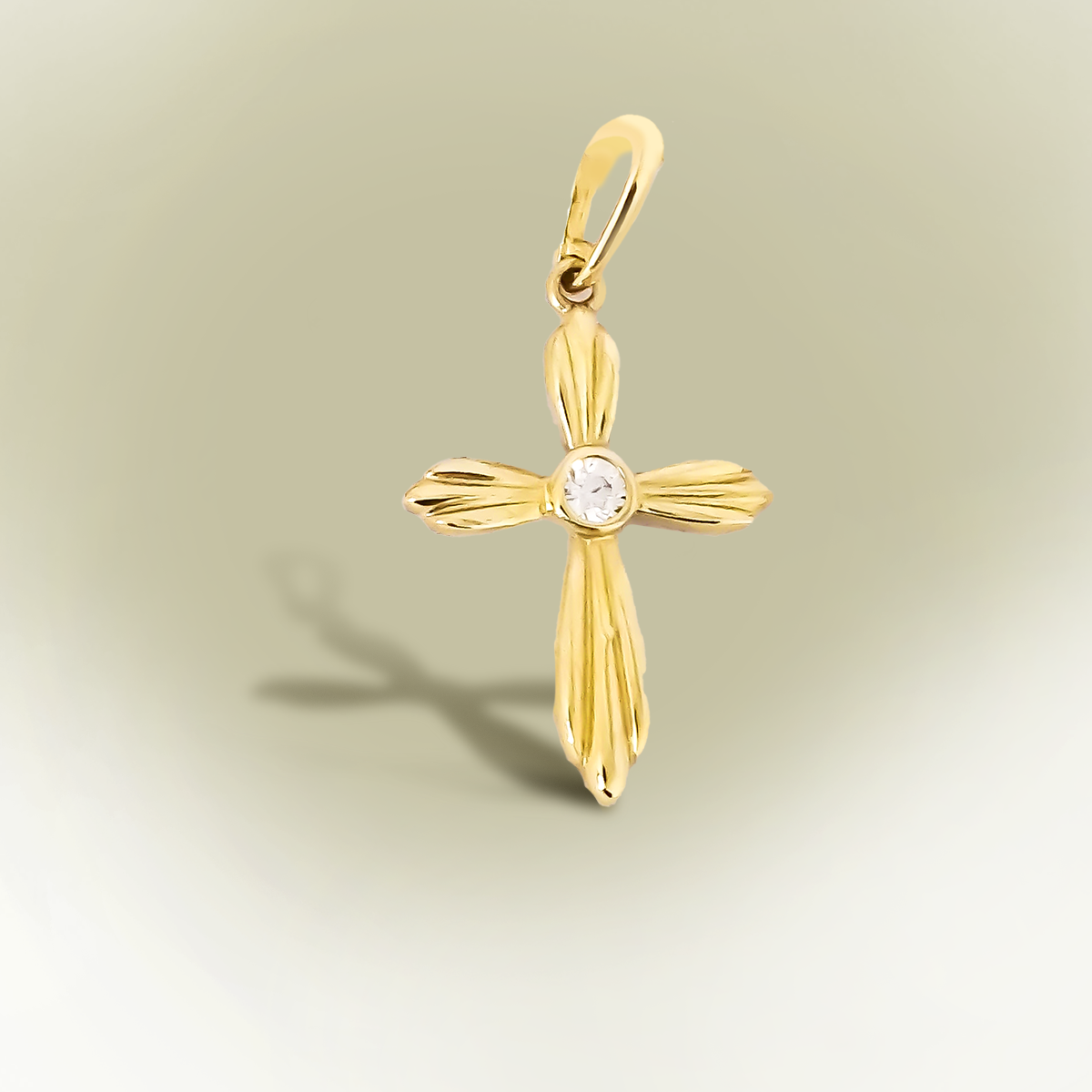 17mm Ribbon Cross Charm 9ct Yellow Gold