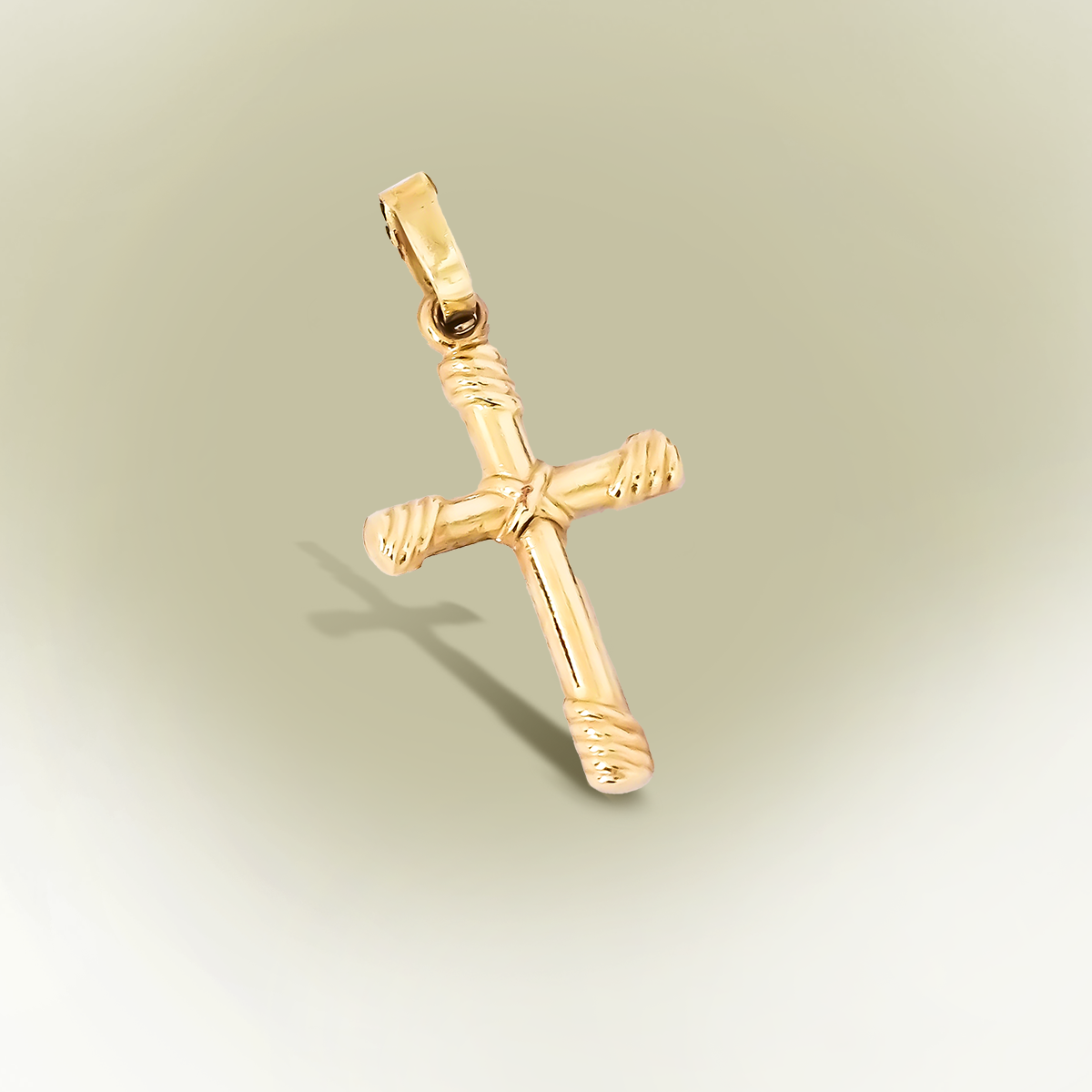 20mm Roped Cross Charm 9ct Yellow Gold