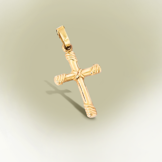 20mm Roped Cross Charm 9ct Yellow Gold