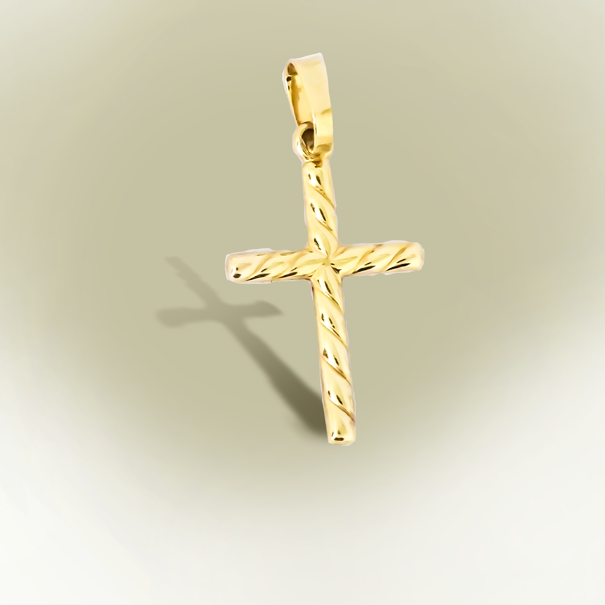 22mm Twist Cross Charm 9ct Yellow Gold