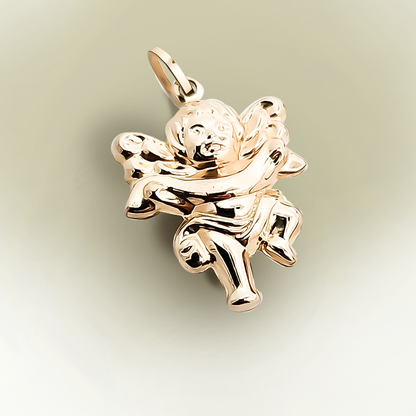 25mm Baby Cupid Charm Pendant 9ct Yellow Gold