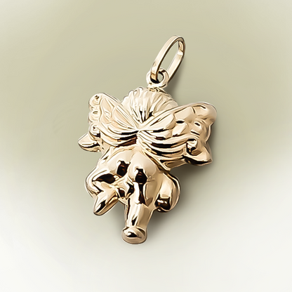 25mm Baby Cupid Charm Pendant 9ct Yellow Gold