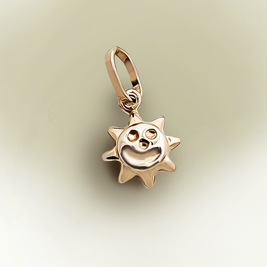 7mm Tiny Smiley Sun Charm 9ct Yellow Gold