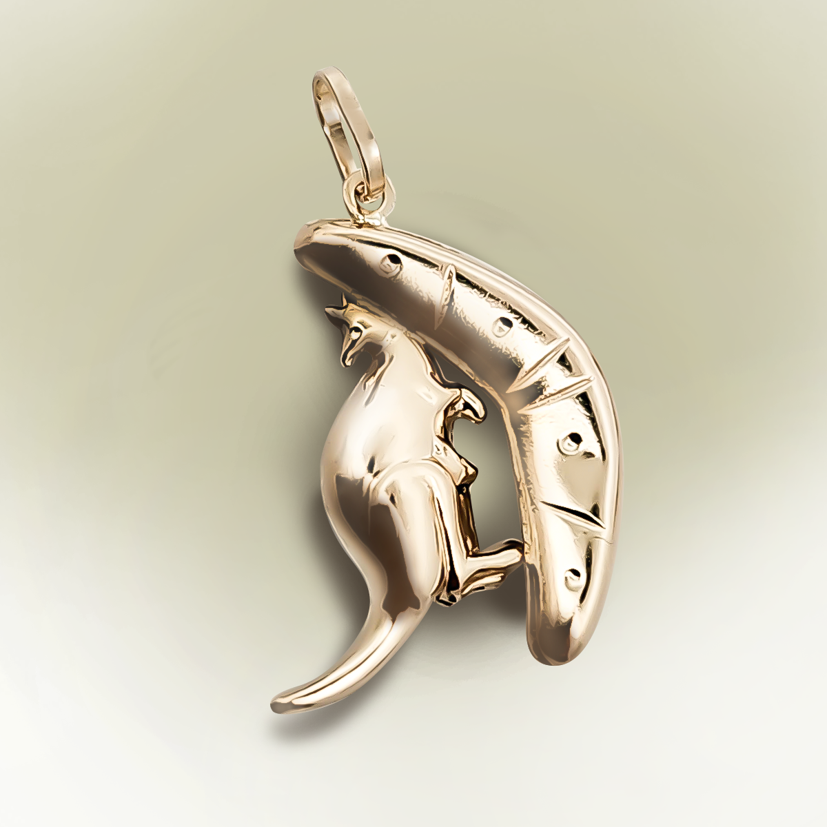 25mm Kangaroo Boomerang Bracelet Charm 9ct Yellow Gold