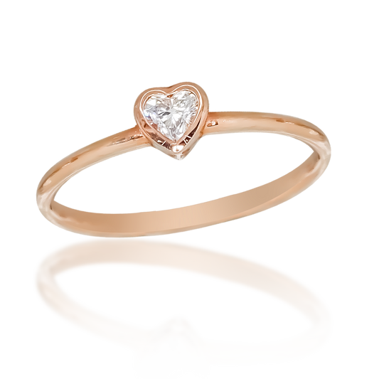 0.17ct Lab-Grown Diamond Heart Solitaire Engagement Stack Ring in 9ct Rose Gold